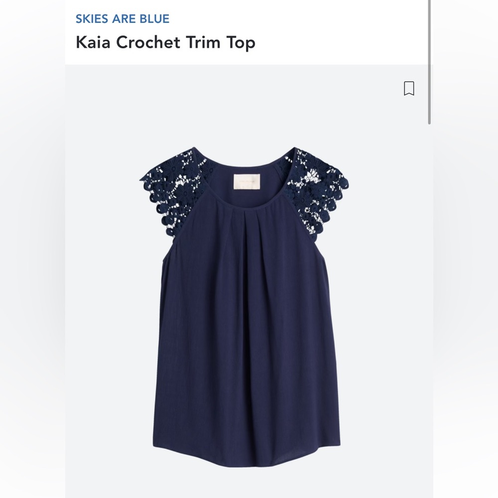 Stitch Fix Skies Are Blue Kaia Crochet Trim Top in Navy small
